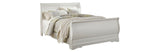 Anarasia Queen Sleigh Bed with Mirrored Dresser and 2 Nightstands in White from Ashley Furniture - Luna Furniture
