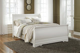 Anarasia Queen Sleigh Bed with Mirrored Dresser and 2 Nightstands in White from Ashley Furniture - Luna Furniture