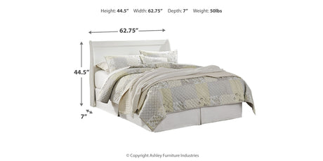 Anarasia Queen Sleigh Headboard Bed with Mirrored Dresser, Chest and 2 Nightstands in White from Ashley Furniture - Luna Furniture