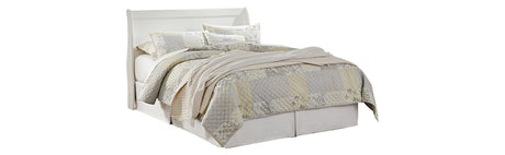 Anarasia Queen Sleigh Headboard Bed with Mirrored Dresser, Chest and 2 Nightstands in White from Ashley Furniture - Luna Furniture