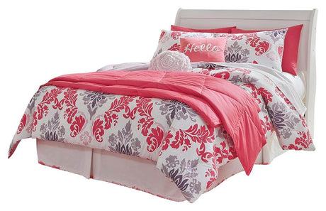 Anarasia White Full Sleigh Headboard Bed with Mirrored Dresser and 2 Nightstands from Ashley Furniture - Luna Furniture