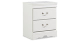 Anarasia Twin Sleigh Headboard Bed with Mirrored Dresser, Chest and 2 Nightstands in White from Ashley Furniture - Luna Furniture