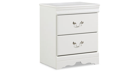 Anarasia Queen Sleigh Bed with Mirrored Dresser, Chest and 2 Nightstands in White from Ashley Furniture - Luna Furniture