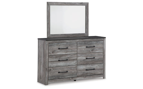 Bronyan King Panel Bed with Mirrored Dresser, Chest and 2 Nightstands in Dark Gray from Ashley - Luna Furniture
