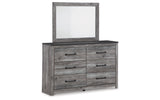 Bronyan King Panel Bed with Mirrored Dresser and 2 Nightstands in Dark Gray from Ashley Furniture - Luna Furniture