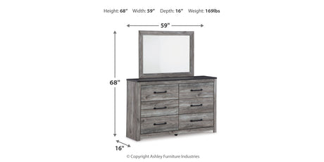 Bronyan King Panel Bed with Mirrored Dresser, Chest and 2 Nightstands in Dark Gray from Ashley - Luna Furniture