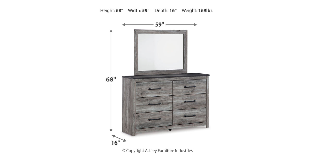 Bronyan Queen Panel Bed with Mirrored Dresser and 2 Nightstands in Dark Gray from Ashley Furniture - Luna Furniture