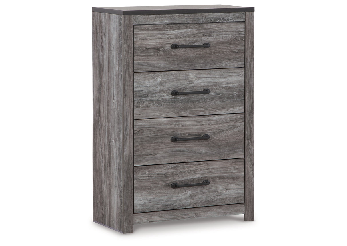 Bronyan King Panel Bed with Mirrored Dresser and Chest in Dark Gray from Ashley Furniture - Luna Furniture