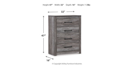 Bronyan King Panel Bed with Mirrored Dresser and Chest in Dark Gray from Ashley - Luna Furniture