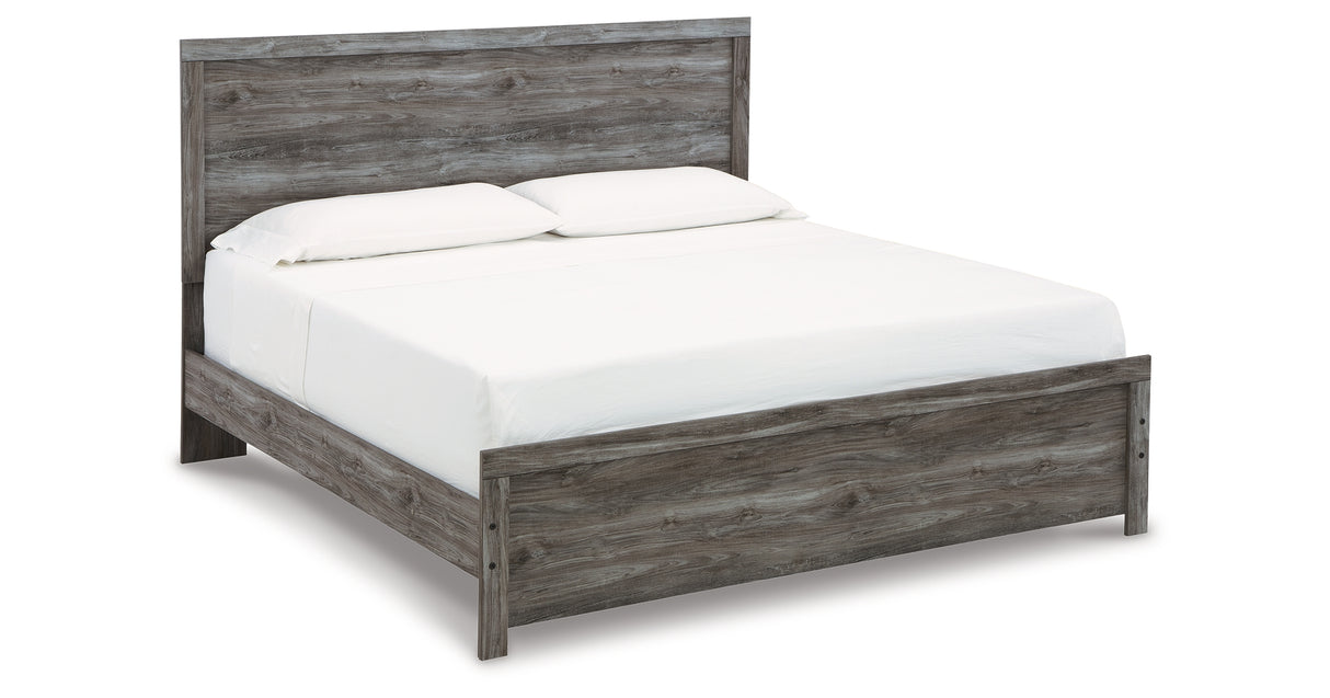 Bronyan King Panel Bed with Mirrored Dresser and Chest in Dark Gray from Ashley Furniture - Luna Furniture