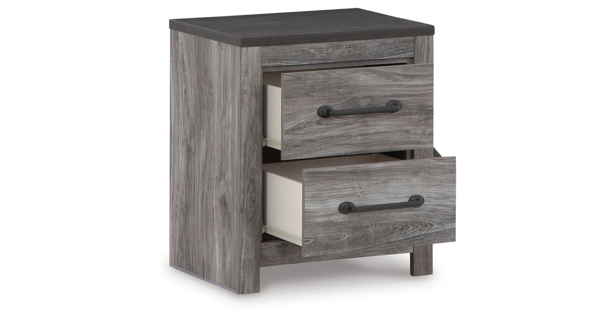Bronyan King Panel Bed with Mirrored Dresser, Chest and 2 Nightstands in Dark Gray from Ashley Furniture - Luna Furniture