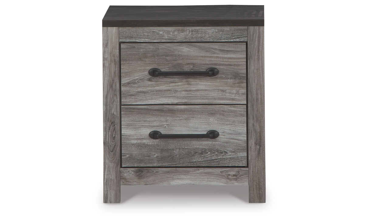 Bronyan King Panel Bed with Mirrored Dresser and 2 Nightstands in Dark Gray from Ashley Furniture - Luna Furniture