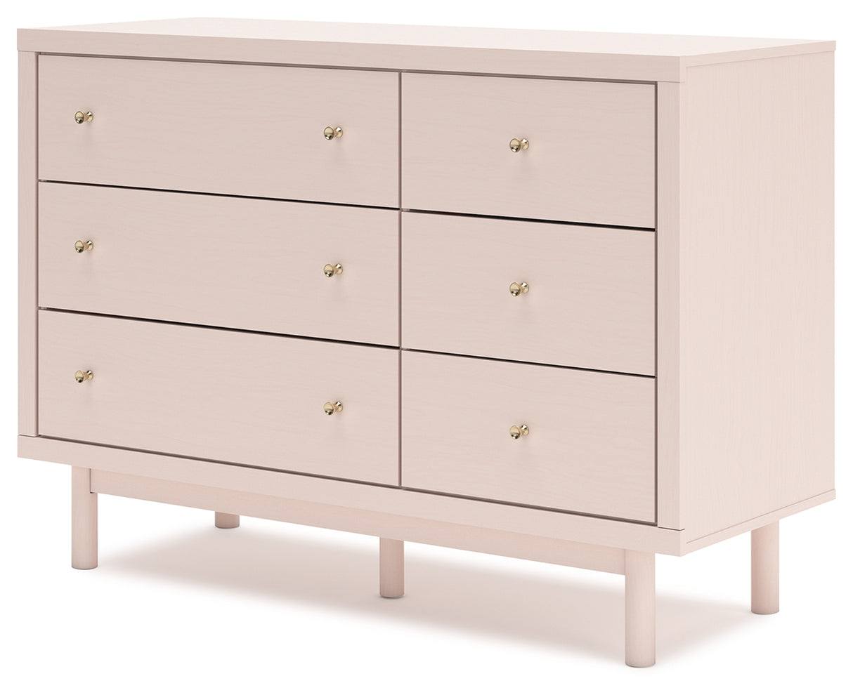 Wistenpine Twin Upholstered Panel Headboard with Dresser in Blush from Ashley - Luna Furniture