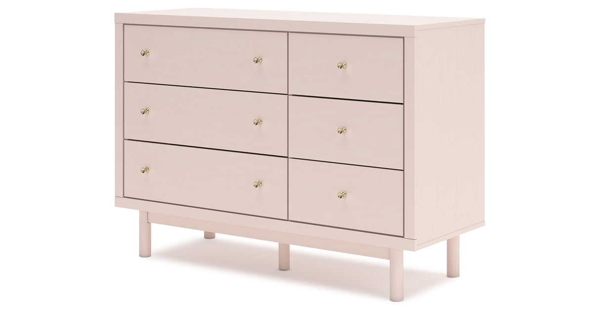 Wistenpine Twin Upholstered Panel Headboard with Dresser and 2 Nightstands in Blush from Ashley Furniture - Luna Furniture