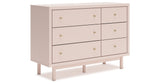 Wistenpine Twin Upholstered Panel Headboard with Dresser and 2 Nightstands in Blush from Ashley Furniture - Luna Furniture