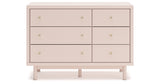 Wistenpine Twin Upholstered Panel Headboard with Dresser and 2 Nightstands in Blush from Ashley Furniture - Luna Furniture