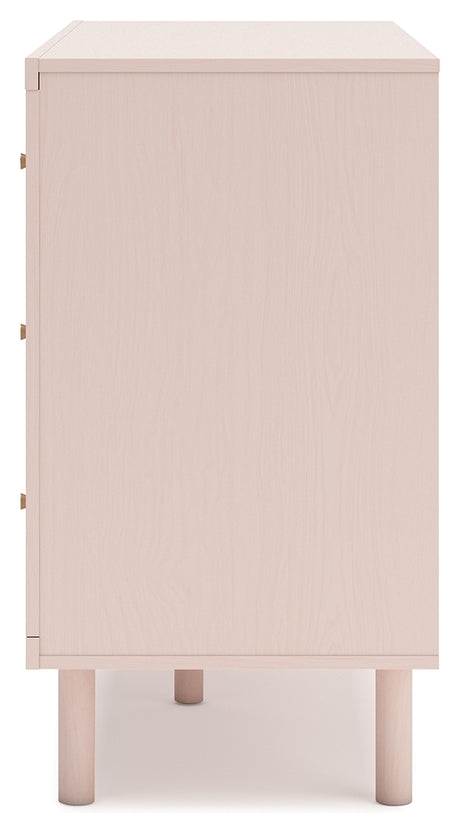Wistenpine Twin Upholstered Panel Headboard with Dresser in Blush from Ashley - Luna Furniture