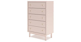 Wistenpine Twin Upholstered Panel Headboard with Mirrored Dresser, Chest and 2 Nightstands in Blush from Ashley - Luna Furniture