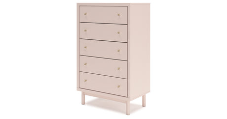 Wistenpine Twin Upholstered Panel Headboard with Mirrored Dresser, Chest and 2 Nightstands in Blush from Ashley Furniture - Luna Furniture