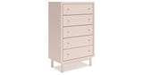Wistenpine Twin Upholstered Panel Headboard with Mirrored Dresser, Chest and 2 Nightstands in Blush from Ashley - Luna Furniture
