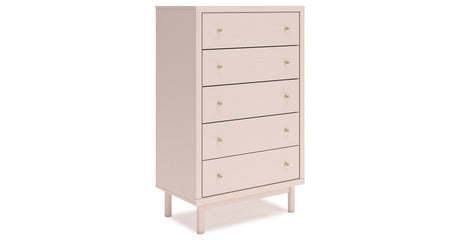 Wistenpine Twin Upholstered Panel Headboard with Mirrored Dresser, Chest and 2 Nightstands in Blush from Ashley Furniture - Luna Furniture