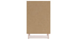 Wistenpine Full Upholstered Panel Headboard with Mirrored Dresser and Chest in Blush from Ashley - Luna Furniture