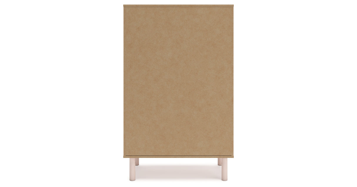Wistenpine Twin Upholstered Panel Headboard with Mirrored Dresser, Chest and 2 Nightstands in Blush from Ashley - Luna Furniture