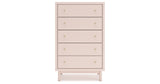Wistenpine Full Upholstered Panel Headboard with Mirrored Dresser, Chest and 2 Nightstands in Blush from Ashley - Luna Furniture