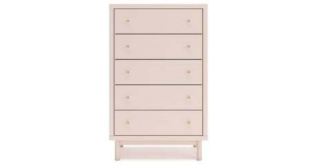 Wistenpine Full Upholstered Panel Headboard with Mirrored Dresser, Chest and 2 Nightstands in Blush from Ashley - Luna Furniture