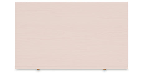Wistenpine Twin Upholstered Panel Headboard with Mirrored Dresser and Chest in Blush from Ashley - Luna Furniture