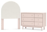 Wistenpine Twin Upholstered Panel Headboard with Dresser in Blush from Ashley - Luna Furniture