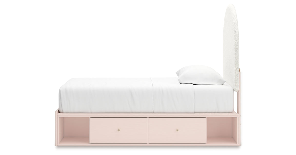 Wistenpine Blush Twin Upholstered Storage Platform Bed with 4 Drawers from Ashley Furniture - Luna Furniture