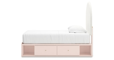 Wistenpine Blush Twin Upholstered Storage Platform Bed with 4 Drawers from Ashley - Luna Furniture