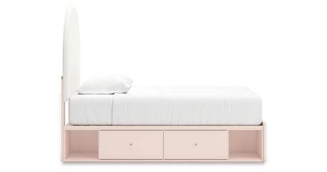 Wistenpine Blush Twin Upholstered Storage Platform Bed with 4 Drawers from Ashley - Luna Furniture