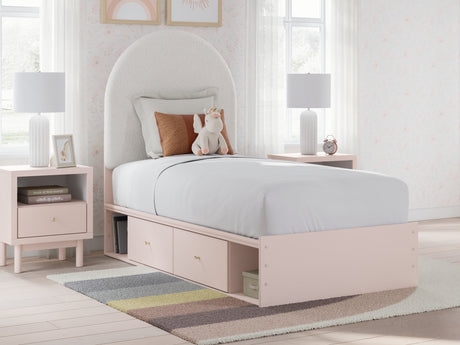 Wistenpine Blush Twin Upholstered Storage Platform Bed with 4 Drawers from Ashley - Luna Furniture