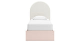 Wistenpine Twin Upholstered Panel Bed with Mirrored Dresser and Chest in Blush from Ashley - Luna Furniture