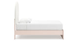 Wistenpine Twin Upholstered Panel Bed with Mirrored Dresser and Chest in Blush from Ashley - Luna Furniture