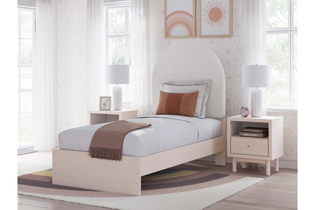 Wistenpine Blush Twin Upholstered Panel Bed