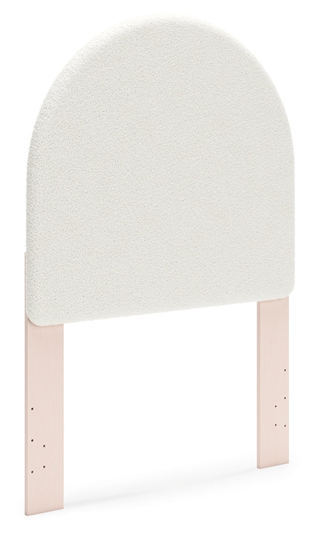 Wistenpine Blush Twin Upholstered Panel Headboard with Mirrored Dresser from Ashley Furniture - Luna Furniture