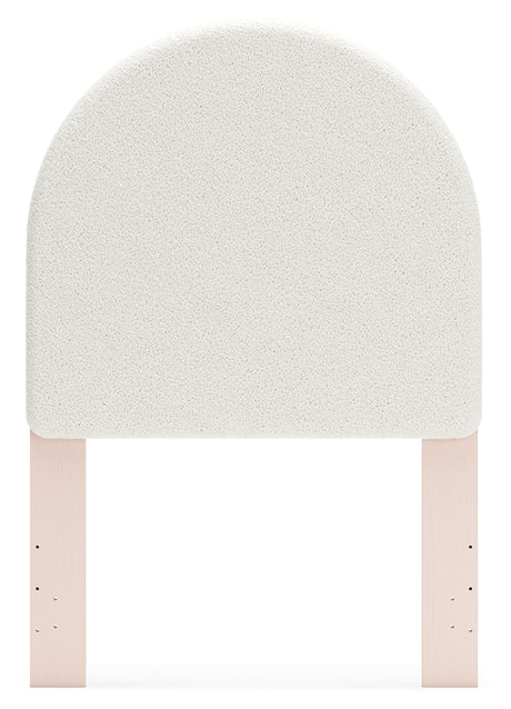 Wistenpine Blush Twin Upholstered Panel Headboard with Mirrored Dresser from Ashley Furniture - Luna Furniture