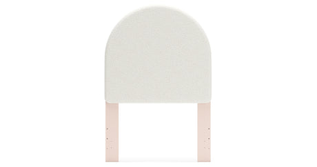 Wistenpine Twin Upholstered Panel Headboard with Mirrored Dresser in Blush from Ashley - Luna Furniture