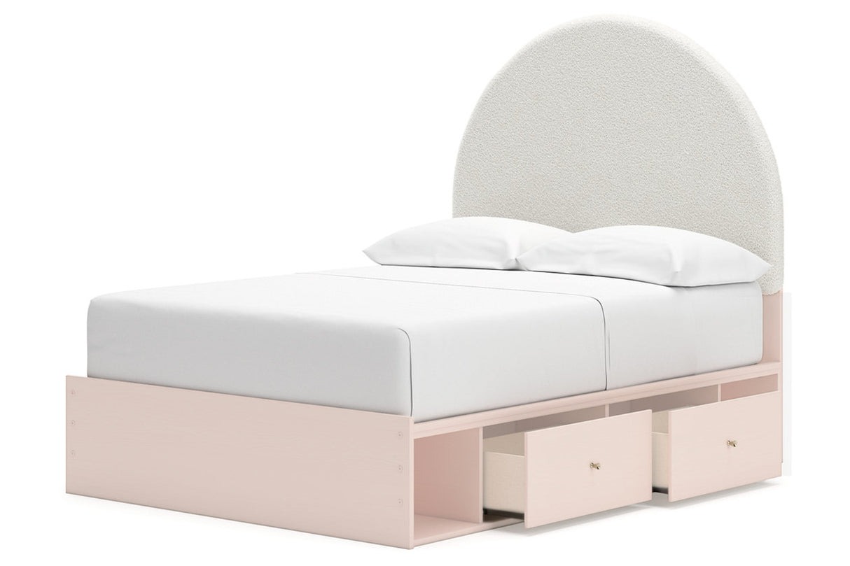 Wistenpine Blush Full Upholstered Storage Platform Bed with 2 Drawers from Ashley - Luna Furniture
