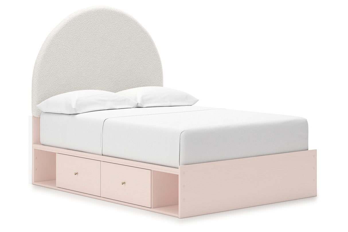 Wistenpine Blush Full Upholstered Storage Platform Bed with 2 Drawers from Ashley - Luna Furniture