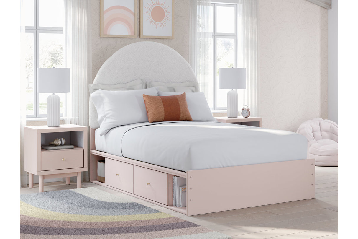 Wistenpine Blush Full Upholstered Storage Platform Bed with 2 Drawers from Ashley - Luna Furniture