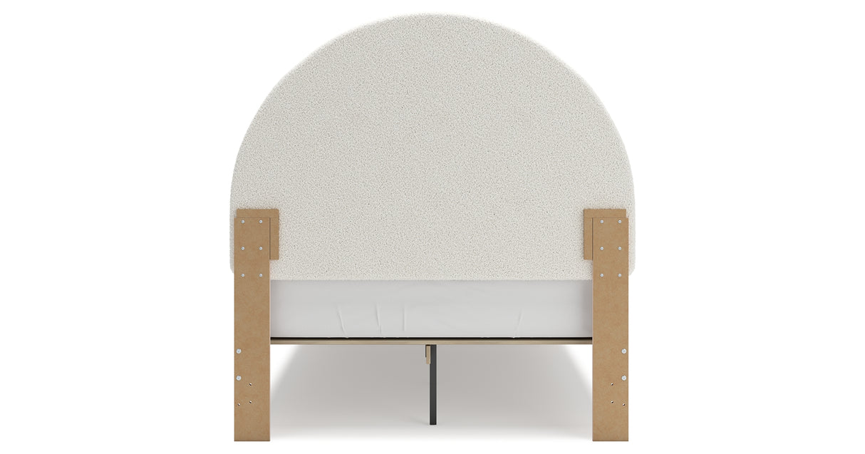 Wistenpine Full Upholstered Panel Headboard with Dresser and 2 Nightstands in Blush from Ashley - Luna Furniture