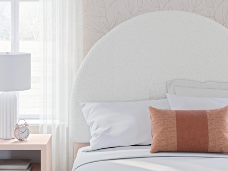 Wistenpine Full Upholstered Panel Headboard with 2 Nightstands in Blush from Ashley Furniture - Luna Furniture