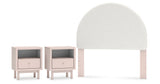 Wistenpine Full Upholstered Panel Headboard with 2 Nightstands in Blush from Ashley Furniture - Luna Furniture