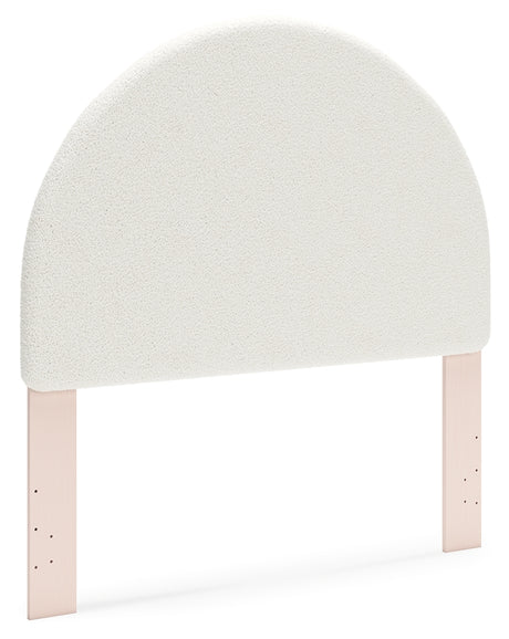 Wistenpine Blush Full Upholstered Panel Headboard with Mirrored Dresser from Ashley Furniture - Luna Furniture