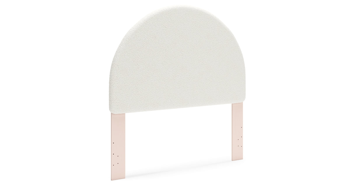 Wistenpine Full Upholstered Panel Headboard with Mirrored Dresser in Blush from Ashley - Luna Furniture