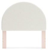Wistenpine Blush Full Upholstered Panel Headboard with Mirrored Dresser from Ashley - Luna Furniture